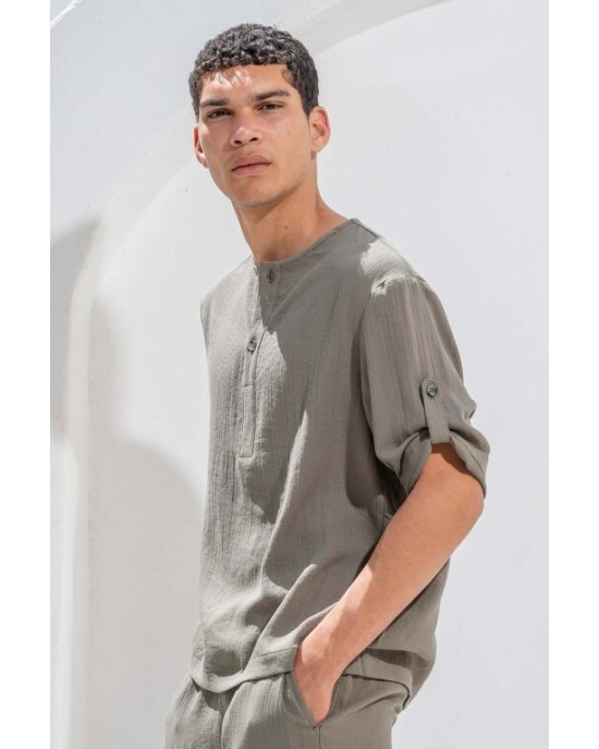 Πουκαμίσα Vittorio Toscani χακί OVERSHIRT