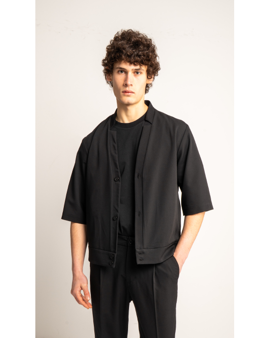 Πουκάμισο Vittorio Benito μαύρο OVERSHIRT