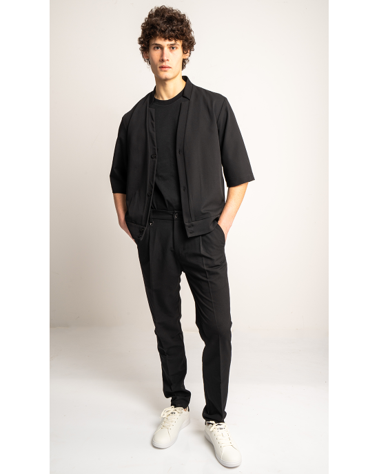 Πουκάμισο Vittorio Benito μαύρο OVERSHIRT