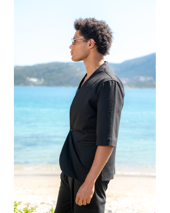 Πουκαμίσα Vittorio Jenoa μαύρη OVERSHIRT