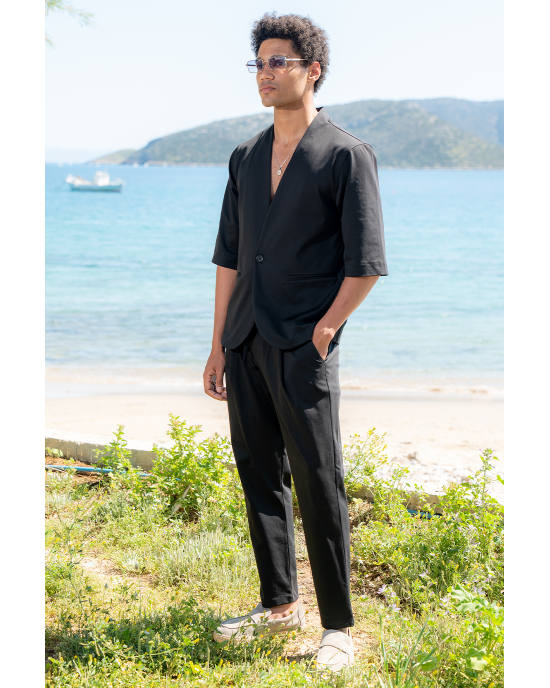 Πουκαμίσα Vittorio Jenoa μαύρη OVERSHIRT