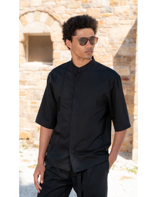 Πουκαμίσα Vittorio Boretto μαύρη OVERSHIRT