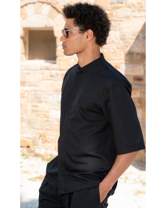 Πουκαμίσα Vittorio Boretto μαύρη OVERSHIRT