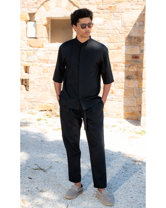 Πουκαμίσα Vittorio Boretto μαύρη OVERSHIRT