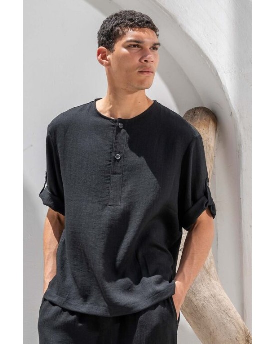 Πουκαμίσα Vittorio Toscani μαύρο OVERSHIRT