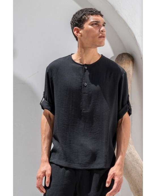 Πουκαμίσα Vittorio Toscani μαύρο OVERSHIRT