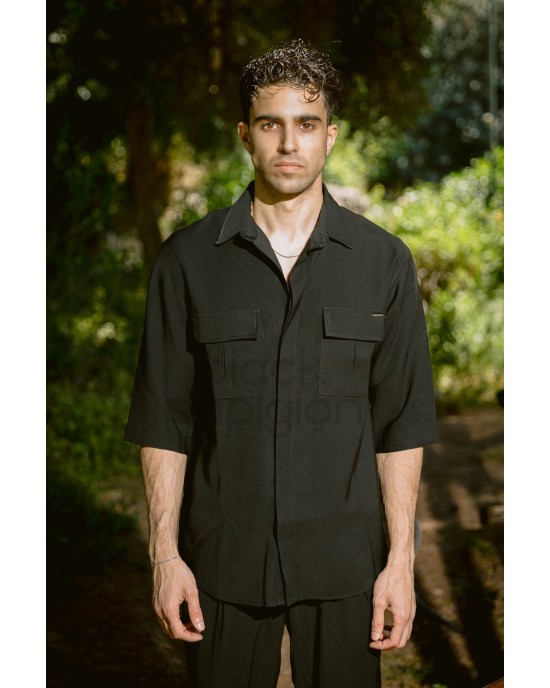 Πουκάμισο Vittorio Aviano μαύρο OVERSHIRT