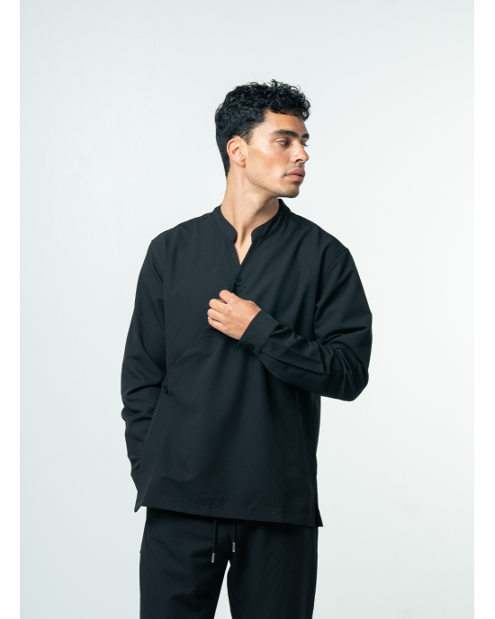 Πουκαμίσα Vittorio Vento μαύρη OVERSHIRT