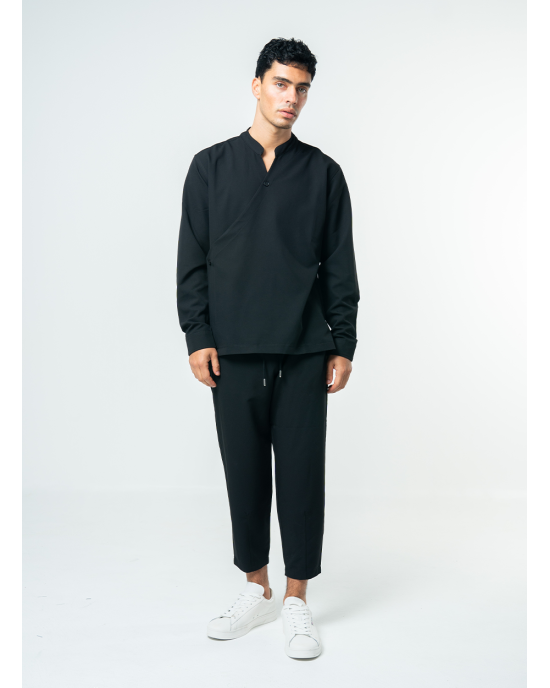 Πουκαμίσα Vittorio Vento μαύρη OVERSHIRT