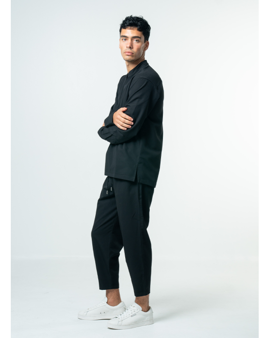 Πουκαμίσα Vittorio Vento μαύρη OVERSHIRT