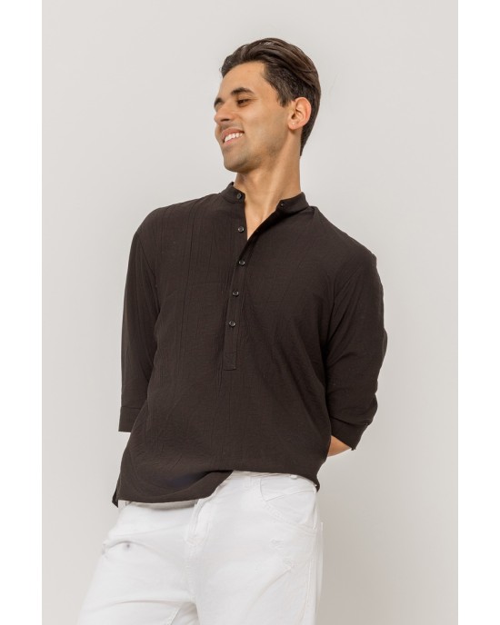 Πουκάμισα Vittorio μαύρη OVERSHIRT