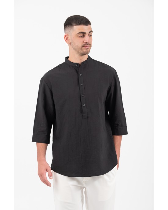 Πουκάμισα Vittorio μαύρη OVERSHIRT