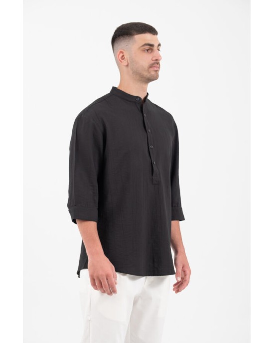 Πουκάμισα Vittorio μαύρη OVERSHIRT
