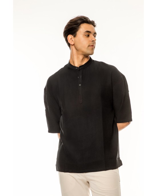 Πουκάμισα Vittorio μαύρη OVERSHIRT