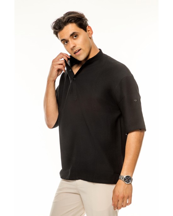 Πουκάμισα Vittorio μαύρη OVERSHIRT