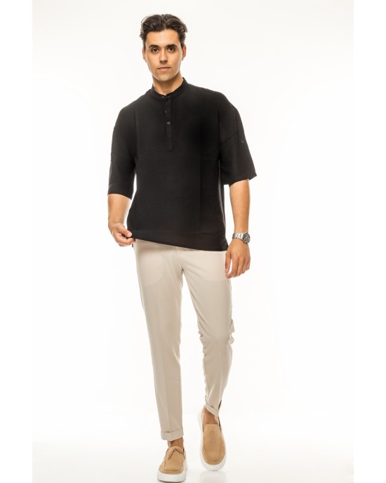 Πουκάμισα Vittorio μαύρη OVERSHIRT