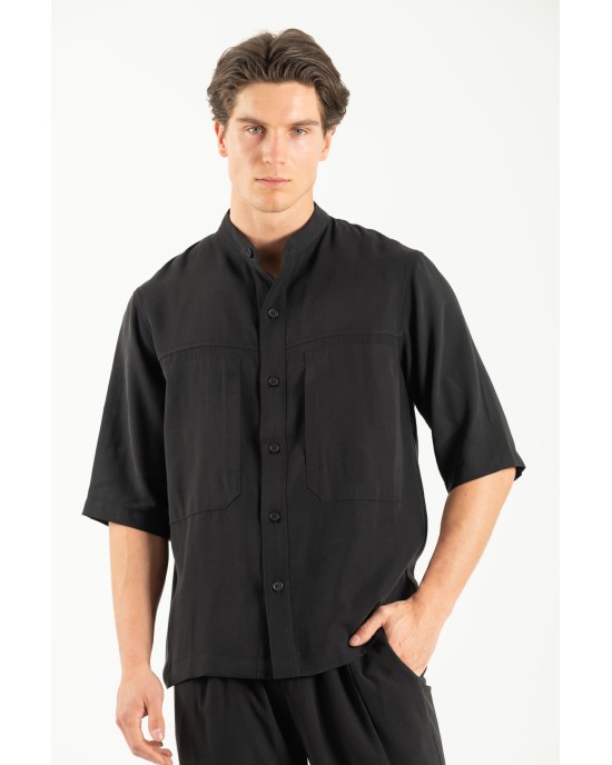 Πουκαμίσα Vittorio Capri μαύρο OVERSHIRT
