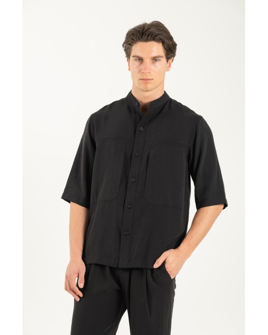 Πουκαμίσα Vittorio Capri μαύρο OVERSHIRT
