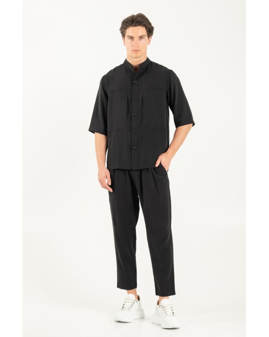 Πουκαμίσα Vittorio Capri μαύρο OVERSHIRT