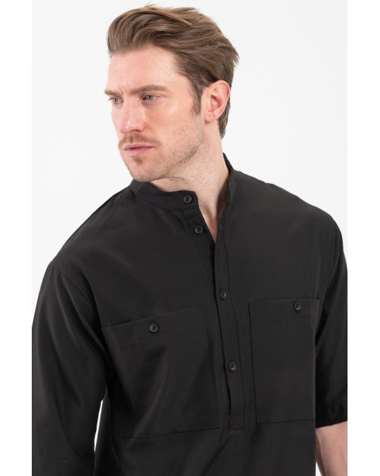 Πουκαμίσα Vittorio Porto μαύρο OVERSHIRT