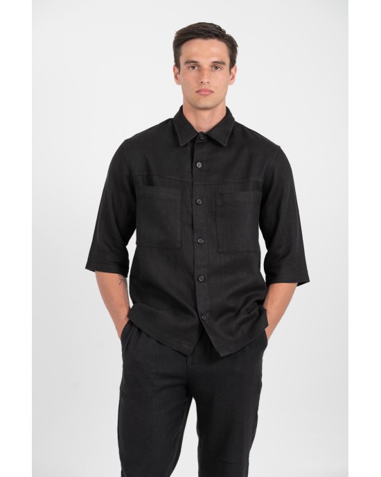 Πουκαμίσα Vittorio Sunrise μαύρο OVERSHIRT