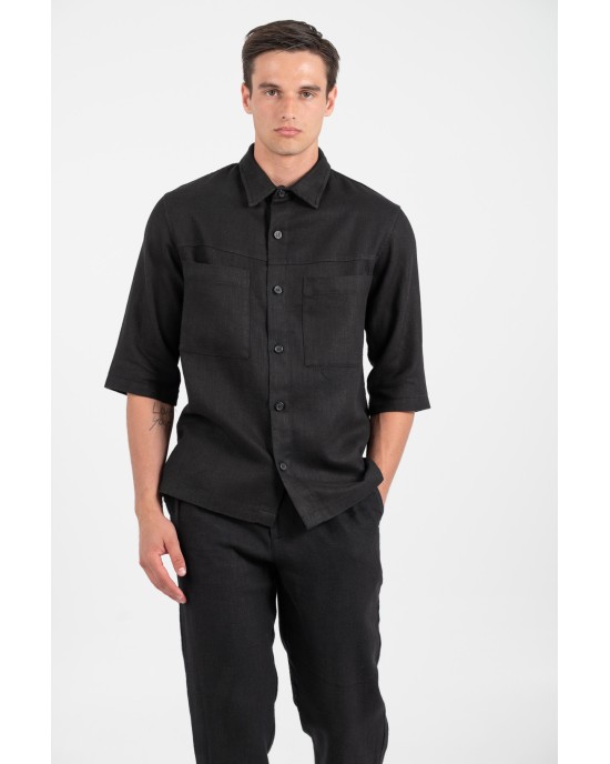 Πουκαμίσα Vittorio Sunrise μαύρο OVERSHIRT
