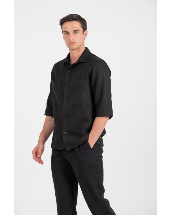 Πουκαμίσα Vittorio Sunrise μαύρο OVERSHIRT