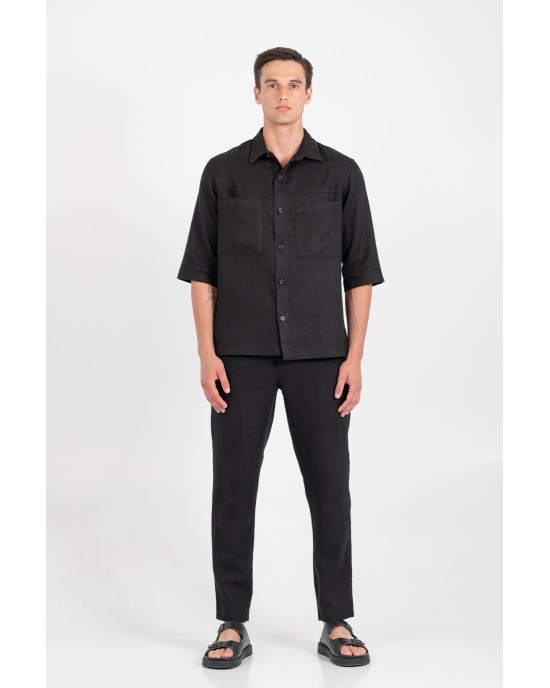 Πουκαμίσα Vittorio Sunrise μαύρο OVERSHIRT