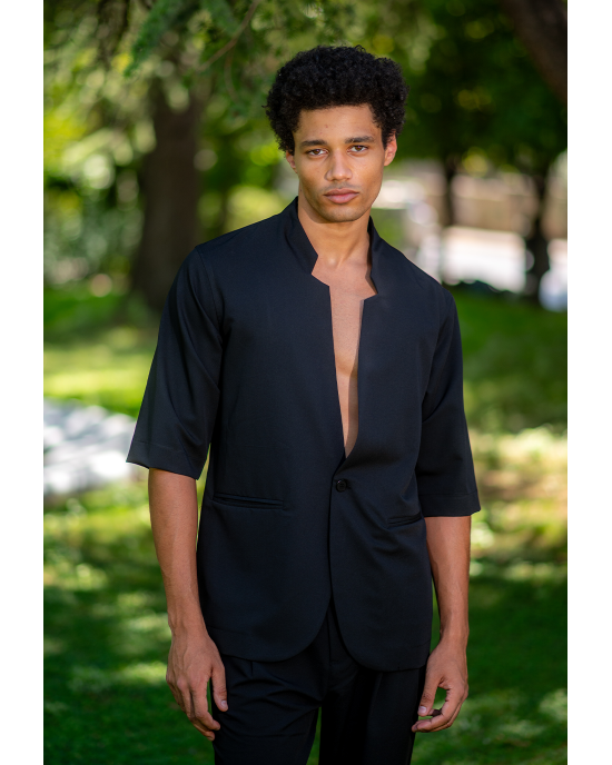 Πουκαμίσα Vittorio Alberto μαύρο OVERSHIRT