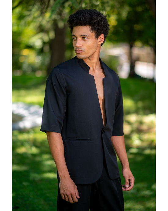 Πουκαμίσα Vittorio Alberto μαύρο OVERSHIRT