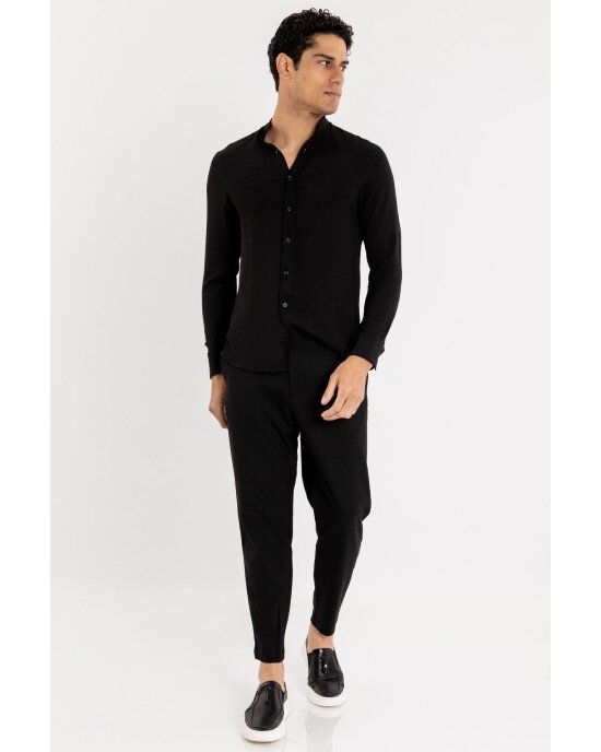Πουκαμίσα Vittorio μαύρη OVERSHIRT