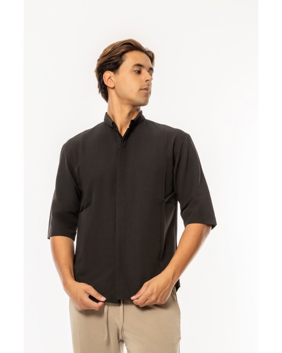 Πουκάμισο Vittorio Agrate μαύρο OVERSHIRT