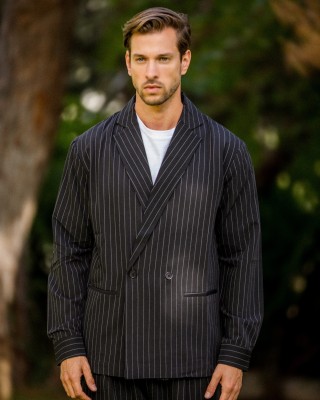 Πουκαμίσα Vittorio Genova μαύρη με άσπρη ρίγα