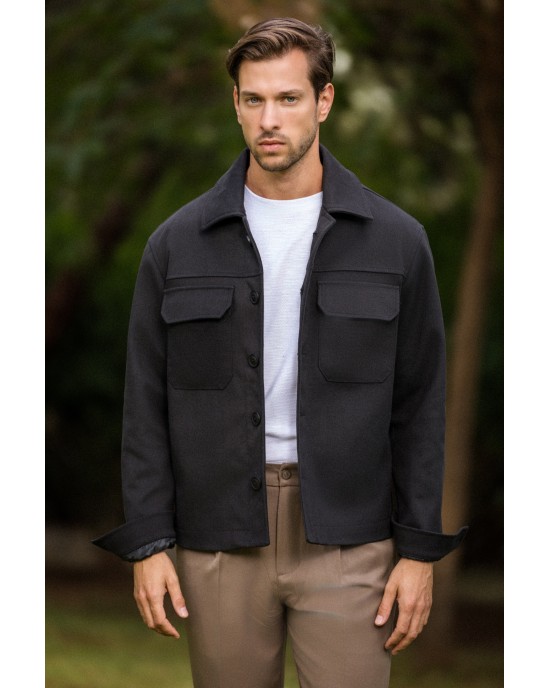Overshirt Vittorio Mozzio μαύρο OVERSHIRT