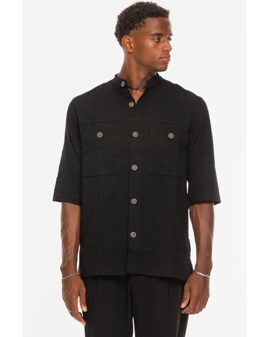 Πουκάμισο Overshirt Vittorio Bianco μαύρο OVERSHIRT