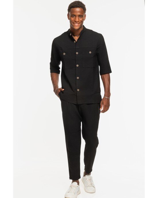 Πουκάμισο Overshirt Vittorio Bianco μαύρο OVERSHIRT