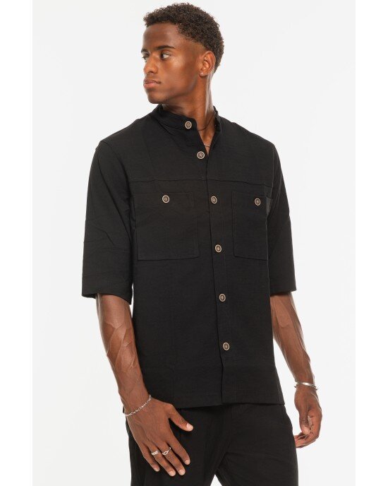 Πουκάμισο Overshirt Vittorio Bianco μαύρο OVERSHIRT