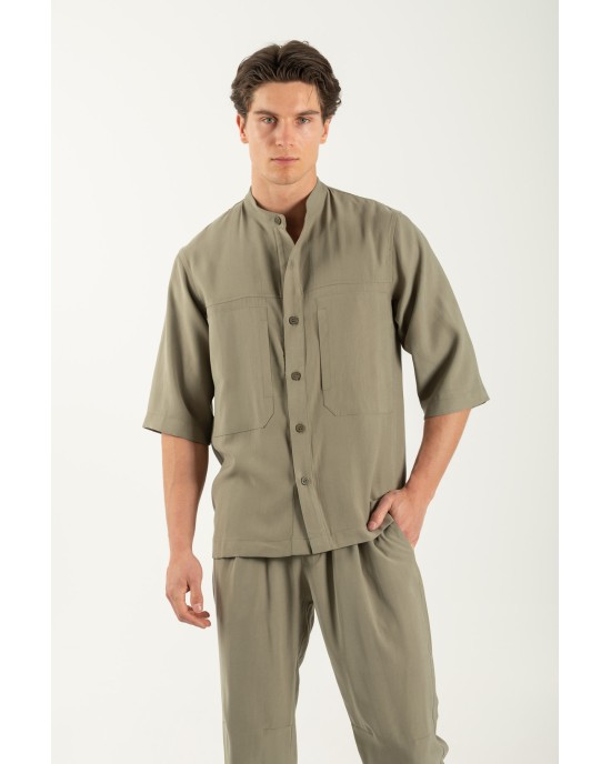 Πουκαμίσα Vittorio Capri λαδί OVERSHIRT