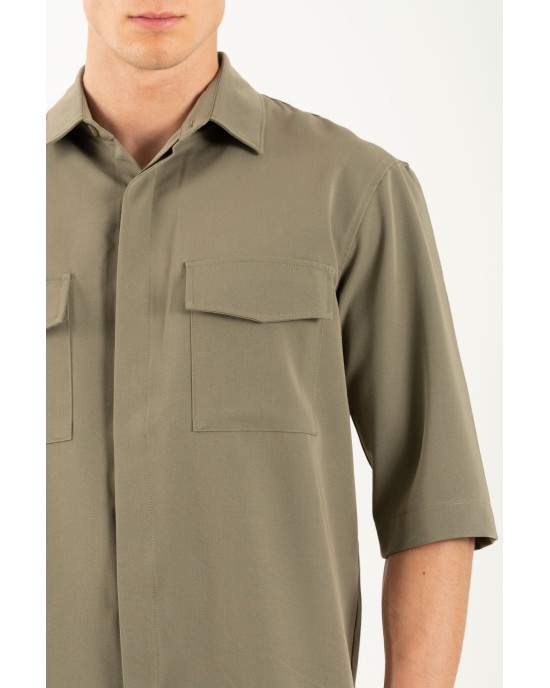 Πουκάμισο Vittorio Bellagio λαδί OVERSHIRT