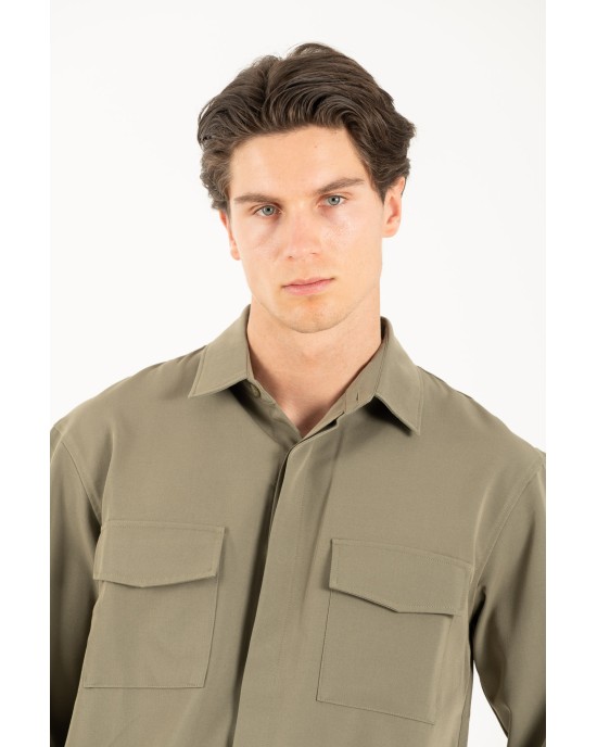 Πουκάμισο Vittorio Bellagio λαδί OVERSHIRT