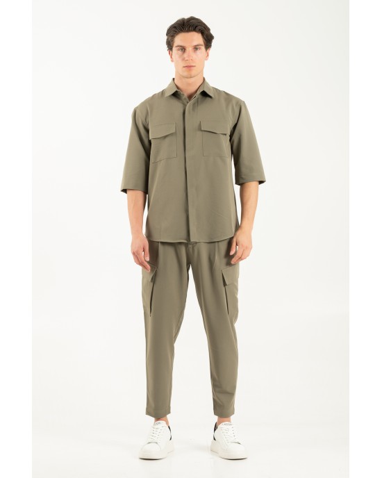 Πουκάμισο Vittorio Bellagio λαδί OVERSHIRT