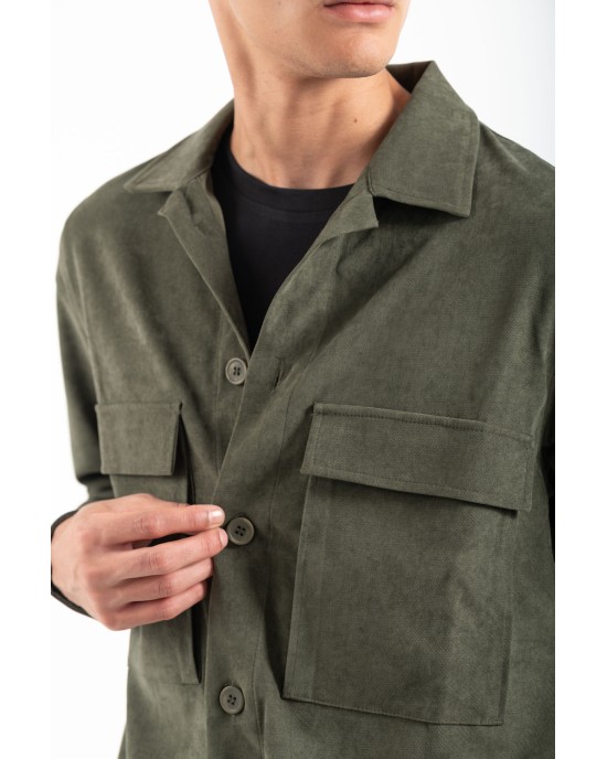 Overshirt Vittorio Arezzio λαδί ΜΠΟΥΦΑΝ
