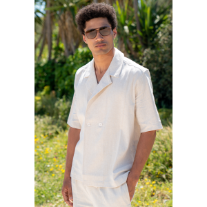 Πουκαμίσα Diverse έκρου με άσπρη ρίγα