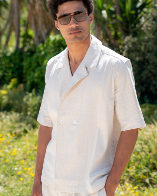 Πουκαμίσα Diverse έκρου με άσπρη ρίγα