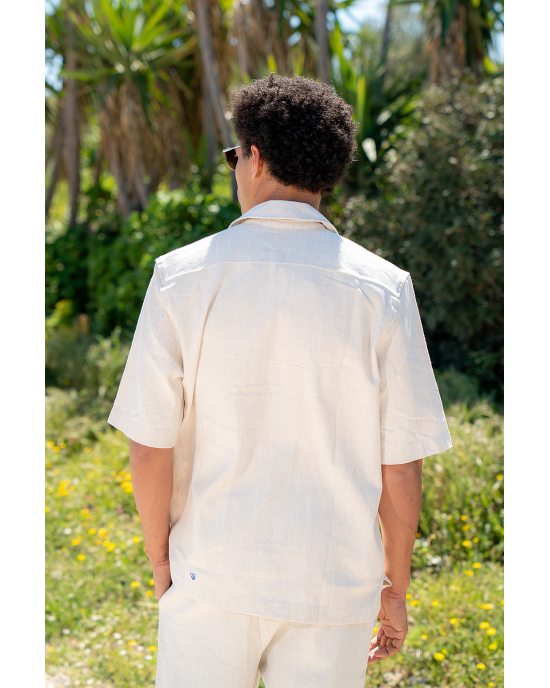 Πουκαμίσα Diverse έκρου με άσπρη ρίγα OVERSHIRT