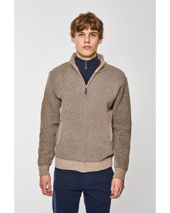 Ζακέτα πλεκτή Lexton μπεζ ΠΛΕΚΤΕΣ