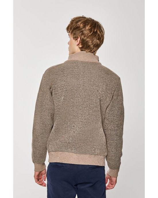 Ζακέτα πλεκτή Lexton μπεζ ΠΛΕΚΤΕΣ