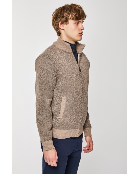 Ζακέτα πλεκτή Lexton μπεζ ΠΛΕΚΤΕΣ
