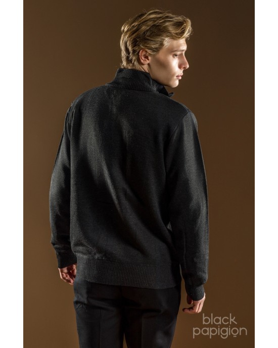 Ζακέτα πλεκτή Lexton γκρι σκούρο ΠΛΕΚΤΕΣ