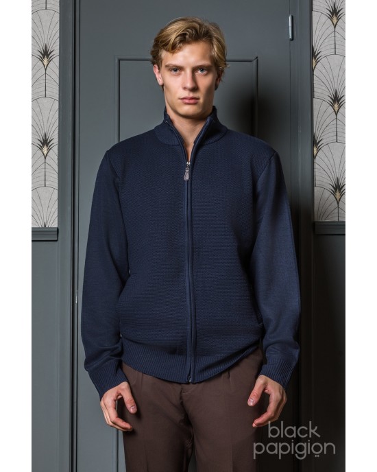 Ζακέτα πλεκτή Lexton μπλέ ΠΛΕΚΤΕΣ